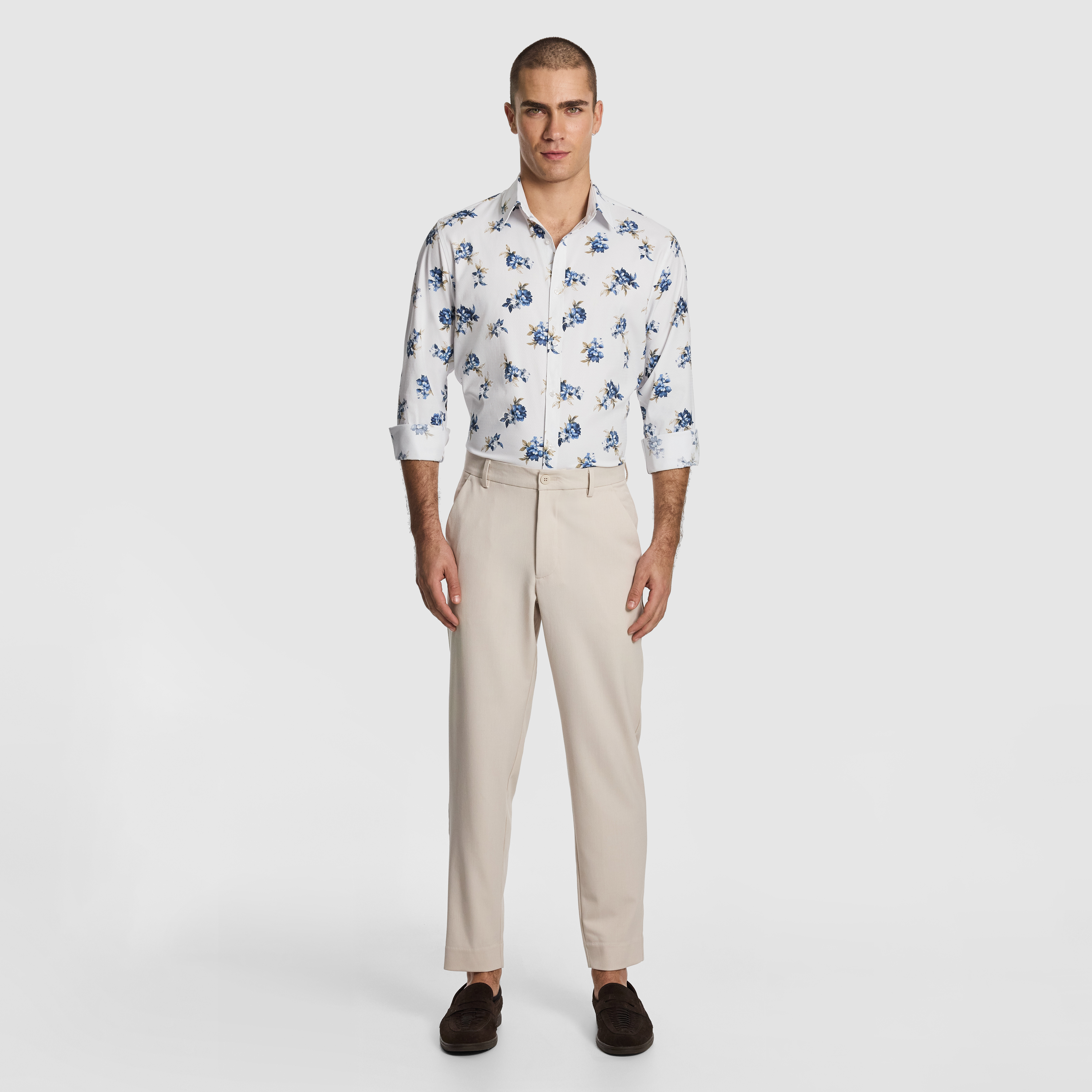 Navy Caspian Slim Floral Shirt