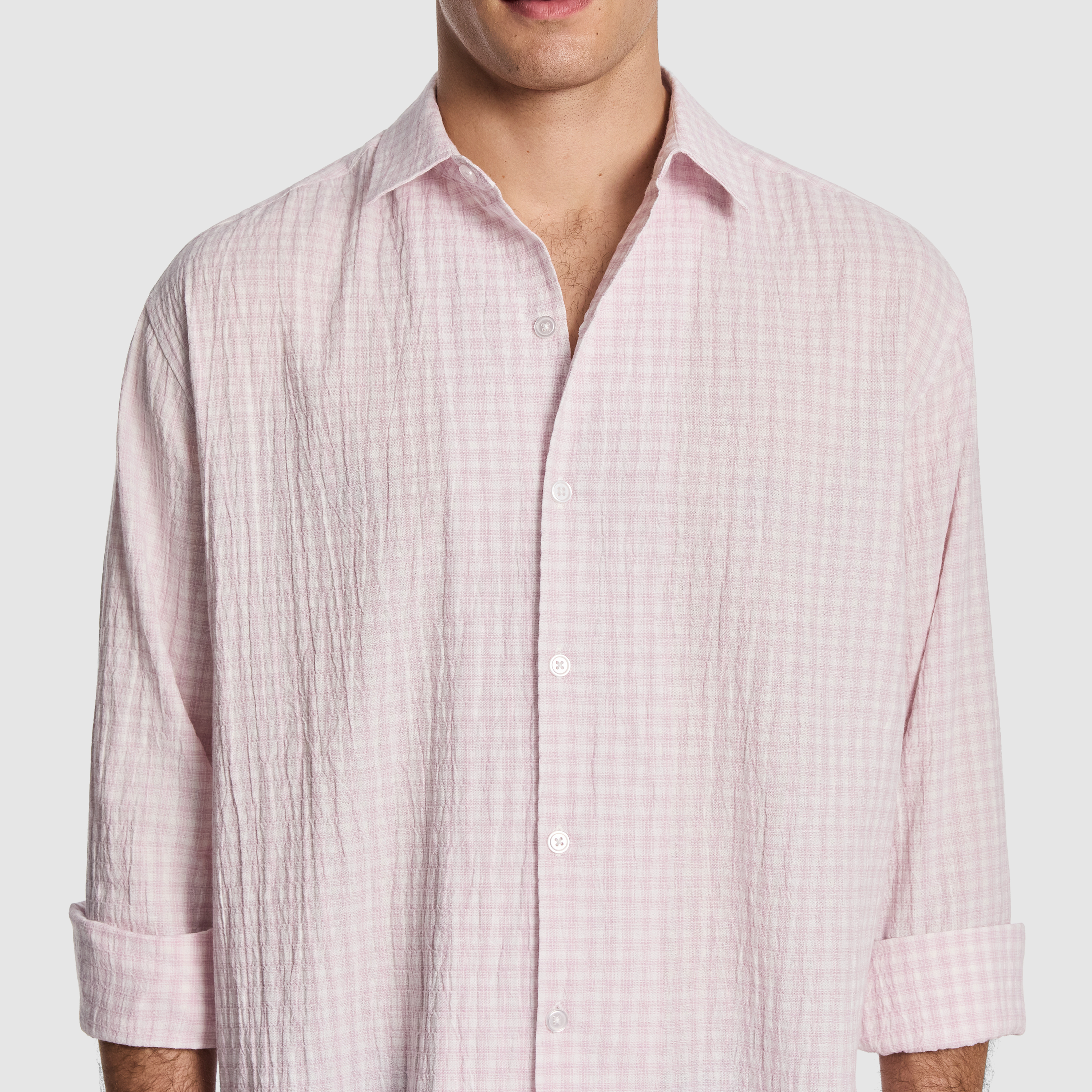 Light Pink Milano Textured Check Shirt