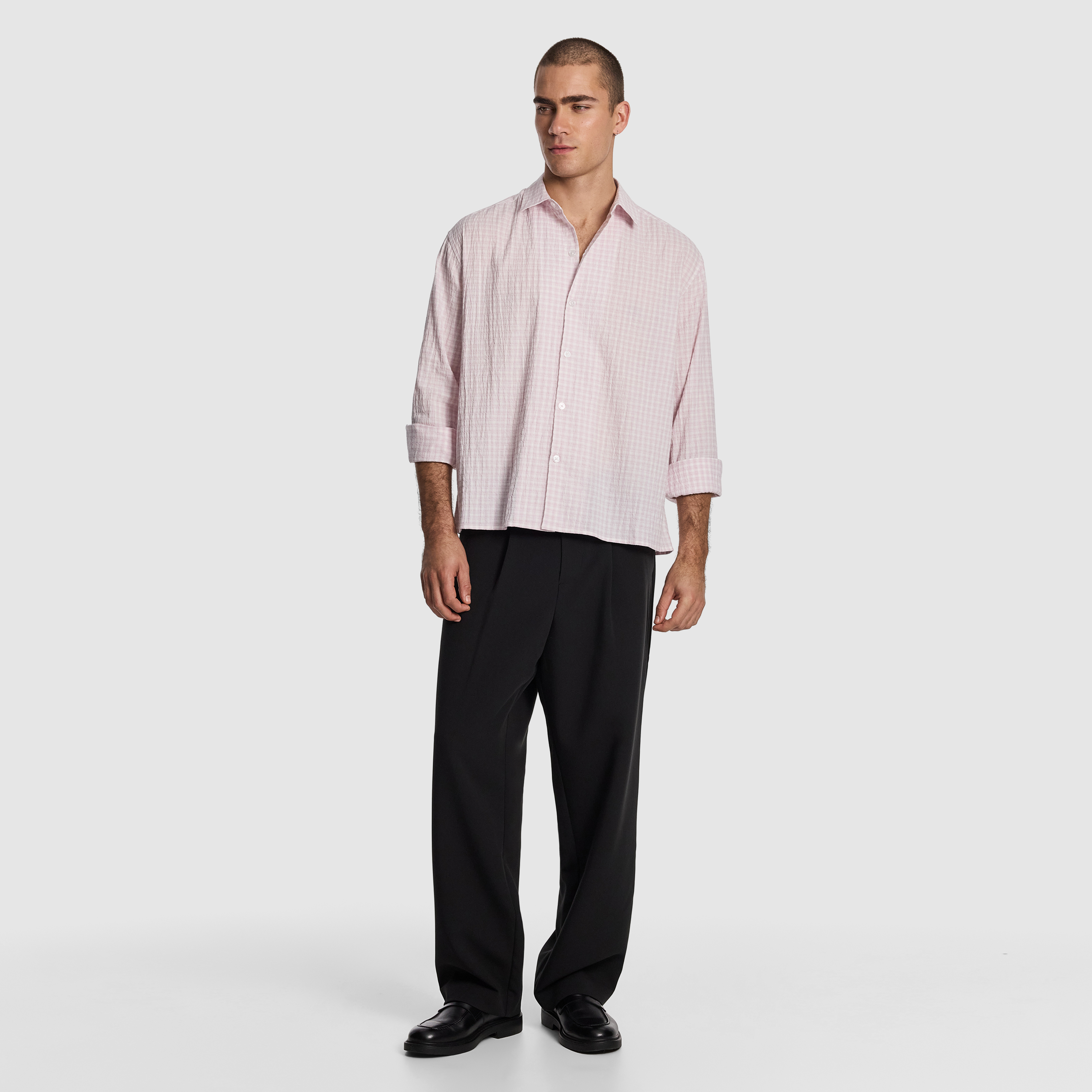 Light Pink Milano Textured Check Shirt
