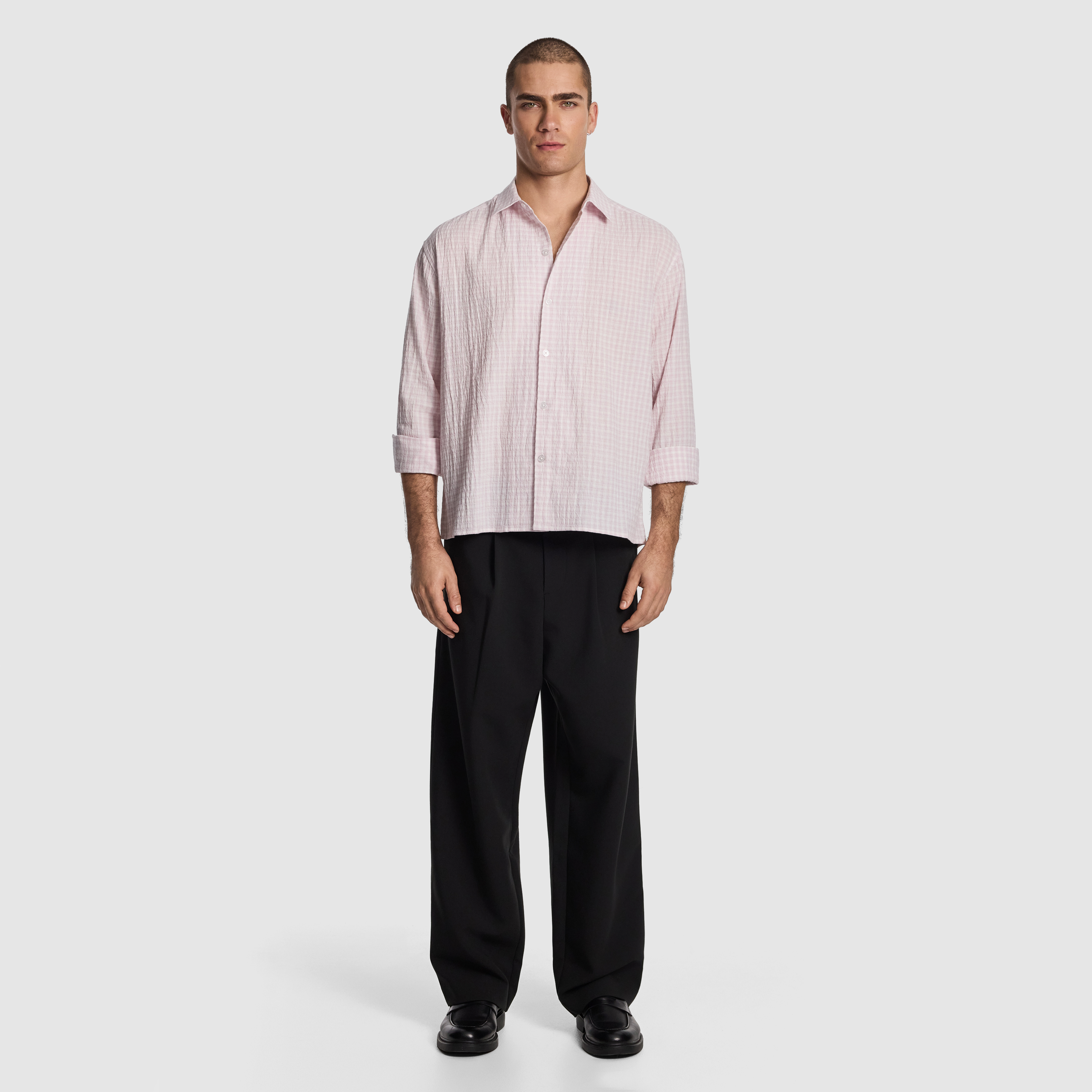Light Pink Milano Textured Check Shirt