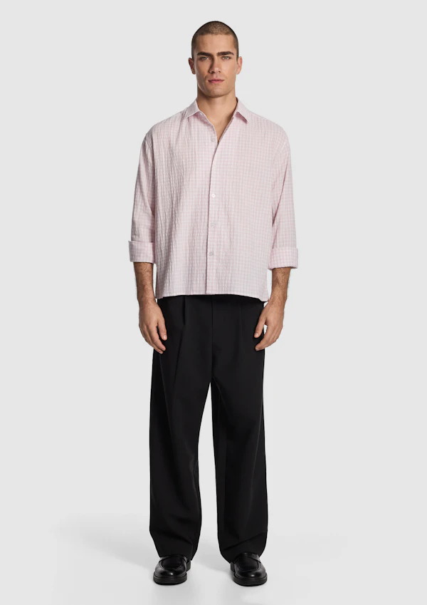 Light Pink Milano Textured Check Shirt