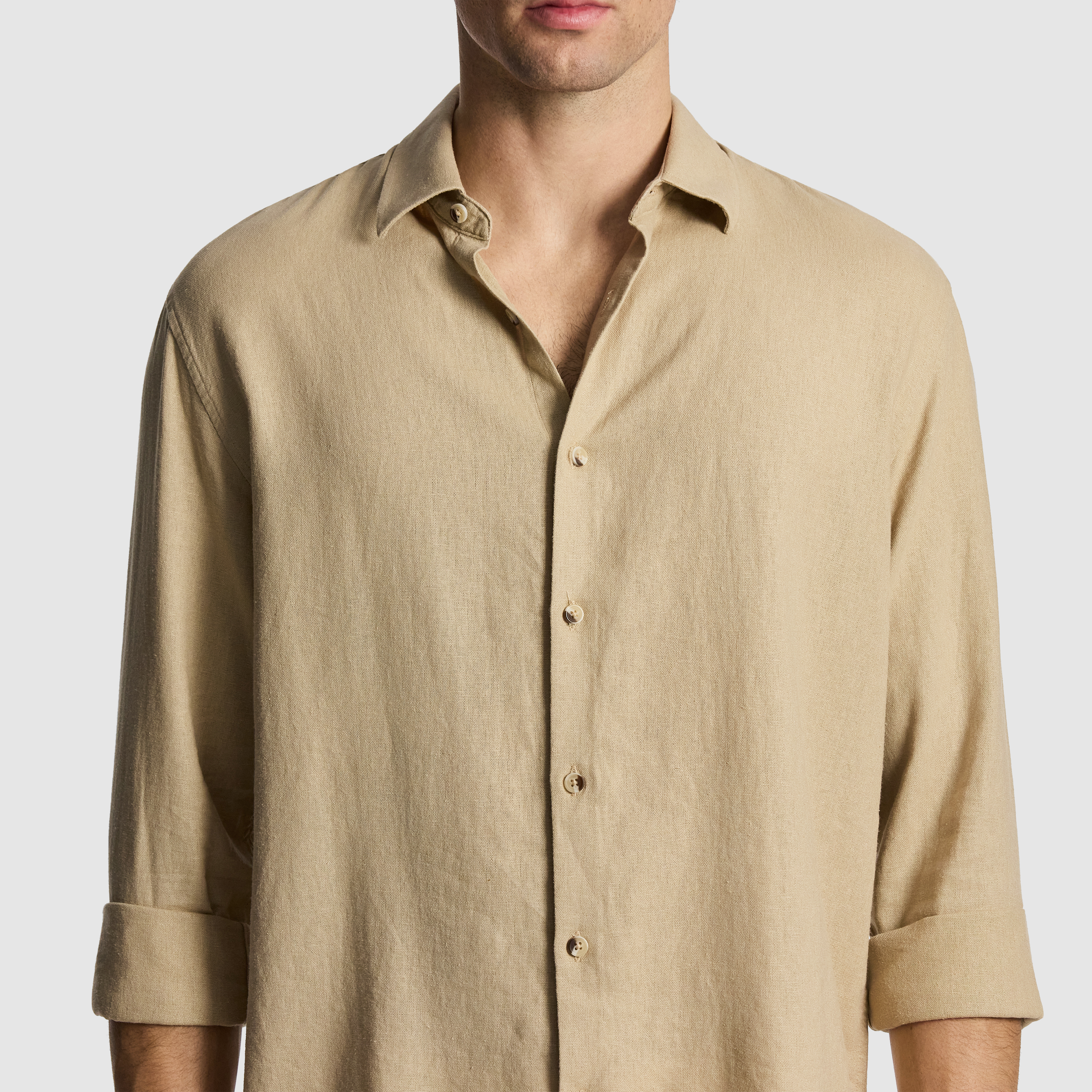 Camel Holloway Linen Blend Shirt