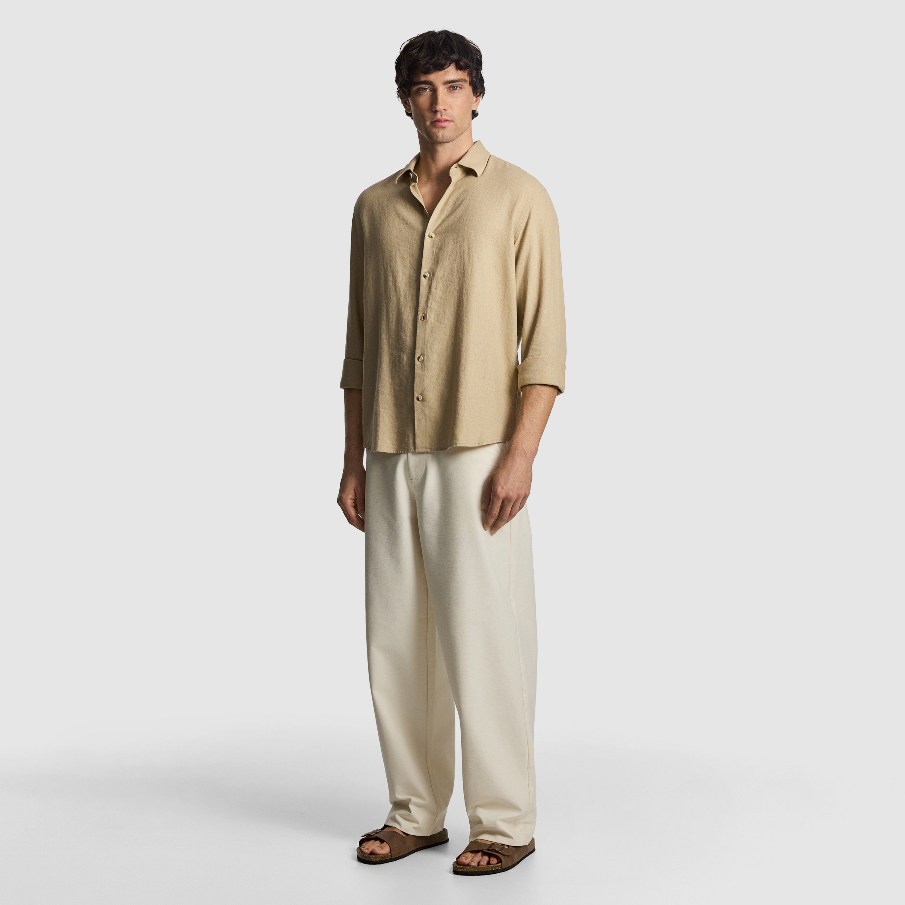 Camel Holloway Linen Blend Shirt