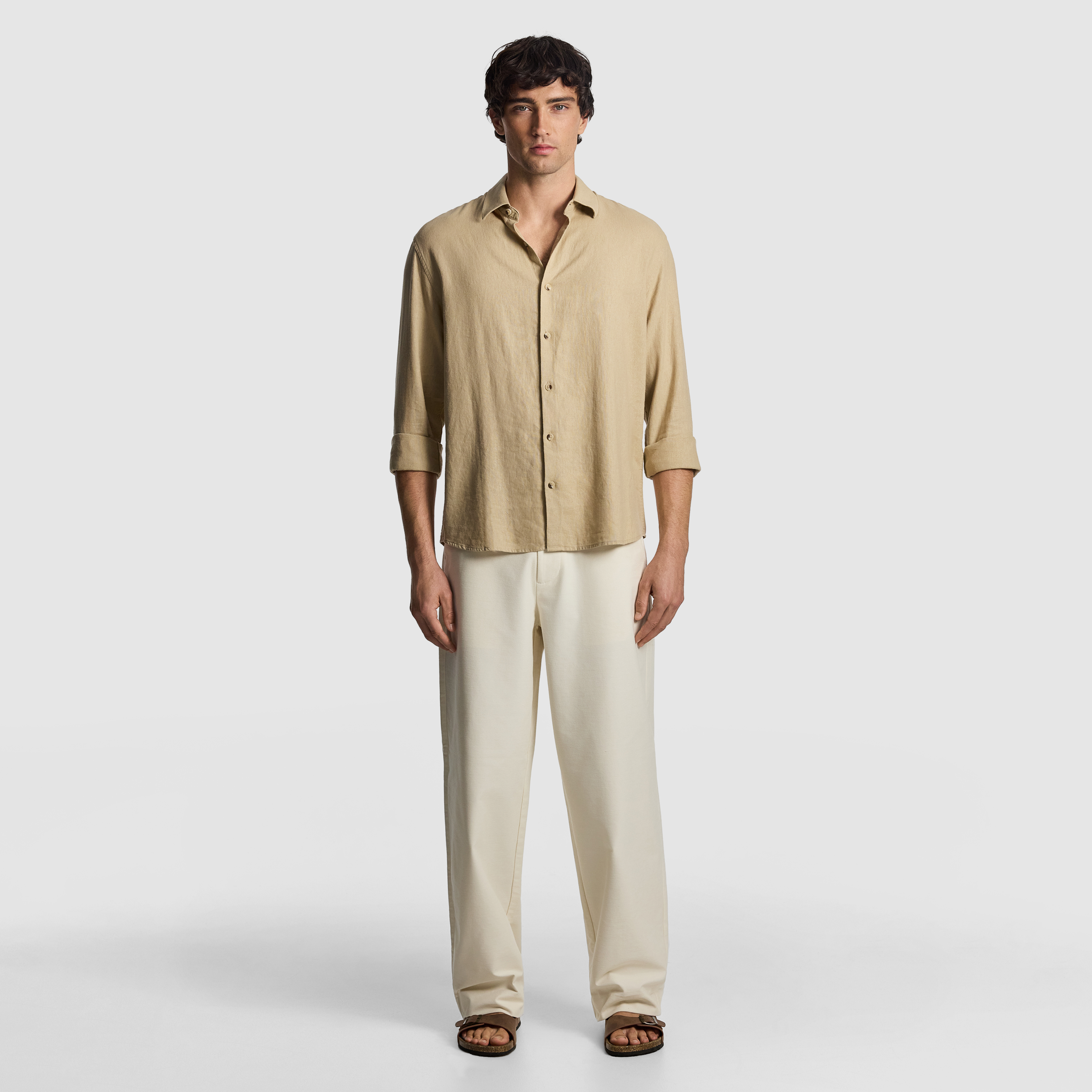Camel Holloway Linen Blend Shirt