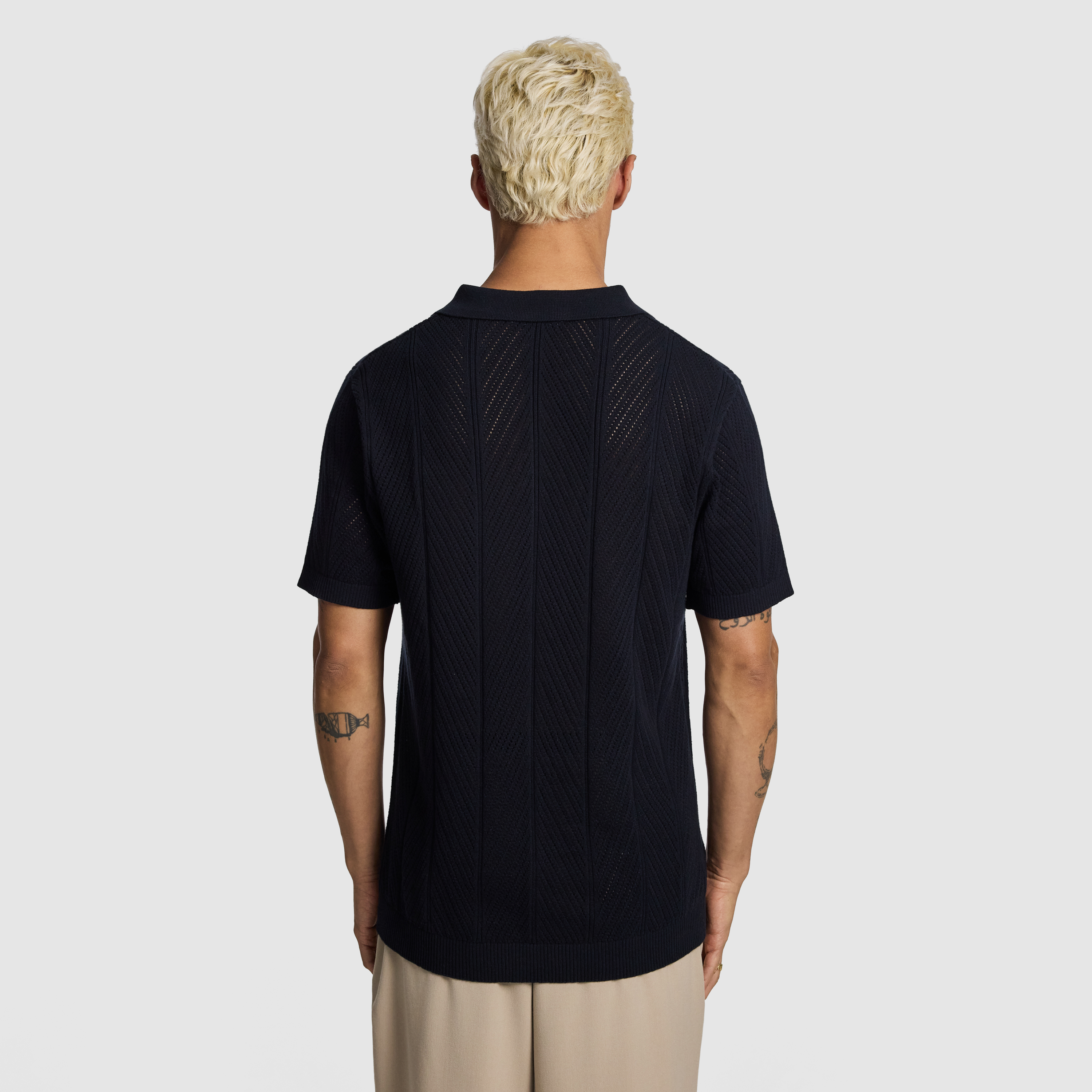 Navy Edmund Knitted Polo Shirt