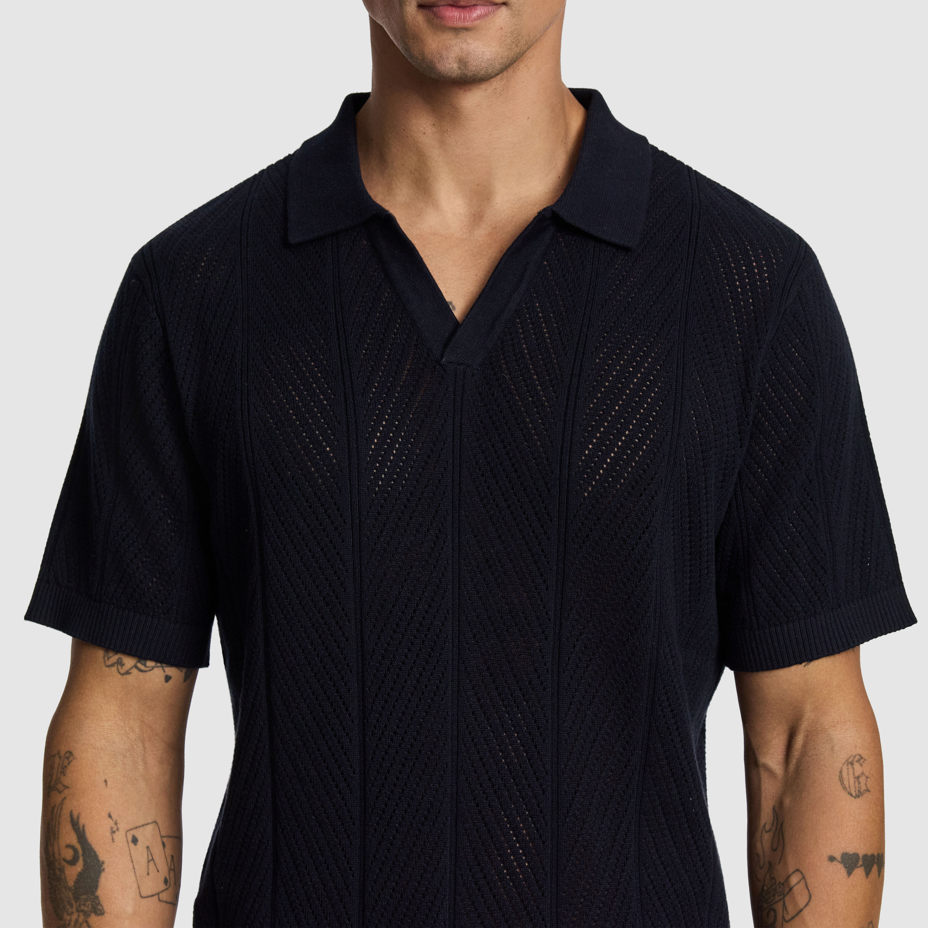 Navy Edmund Knitted Polo Shirt
