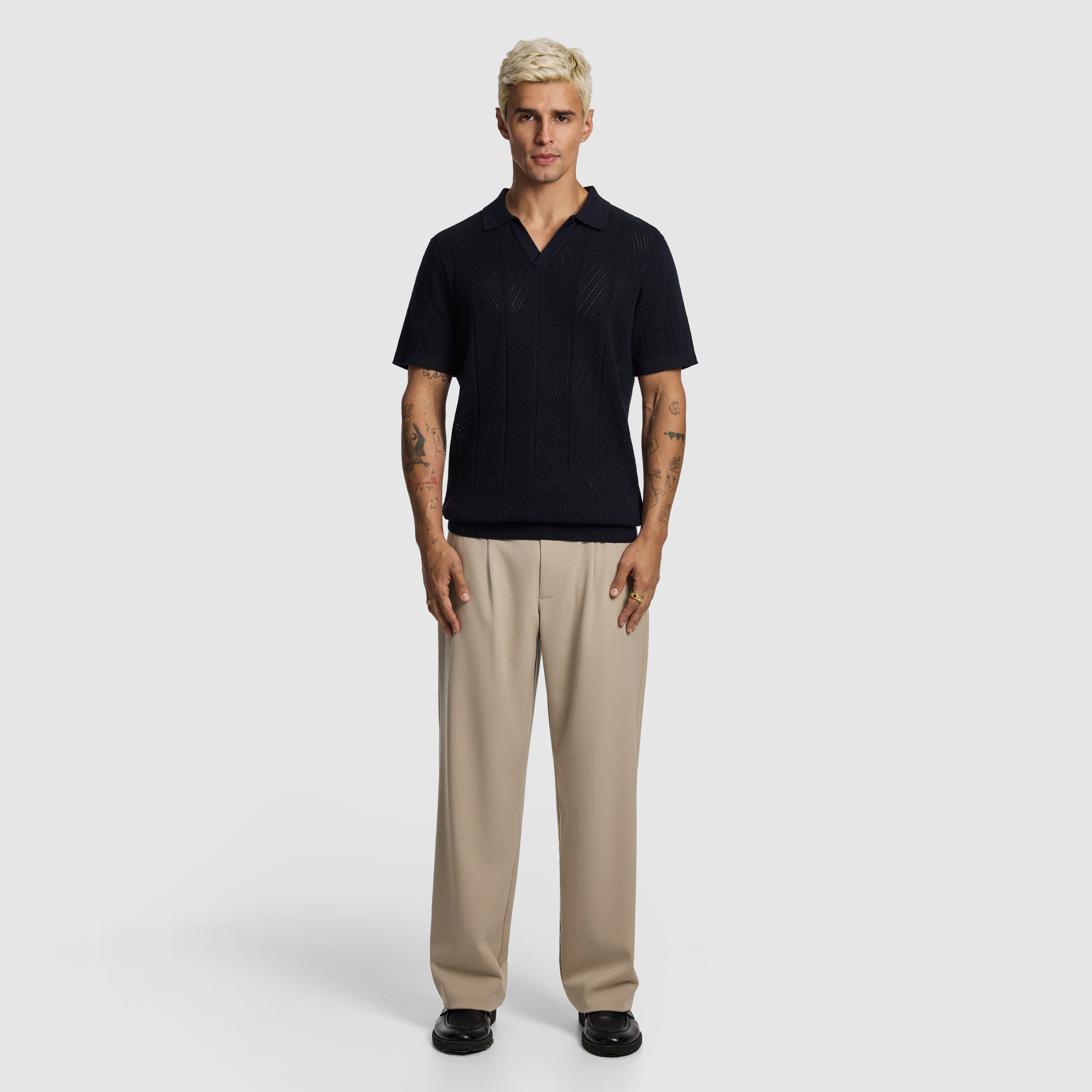 Navy Edmund Knitted Polo Shirt