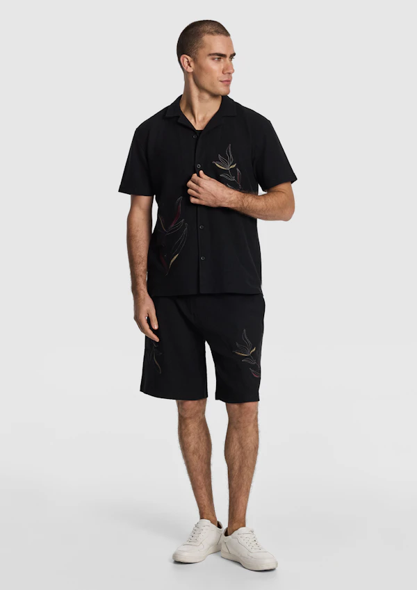 Black Rio Embroidered Short