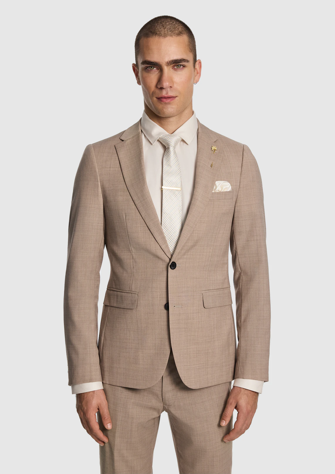 Cash Wool Blend Slim Suit Jacket