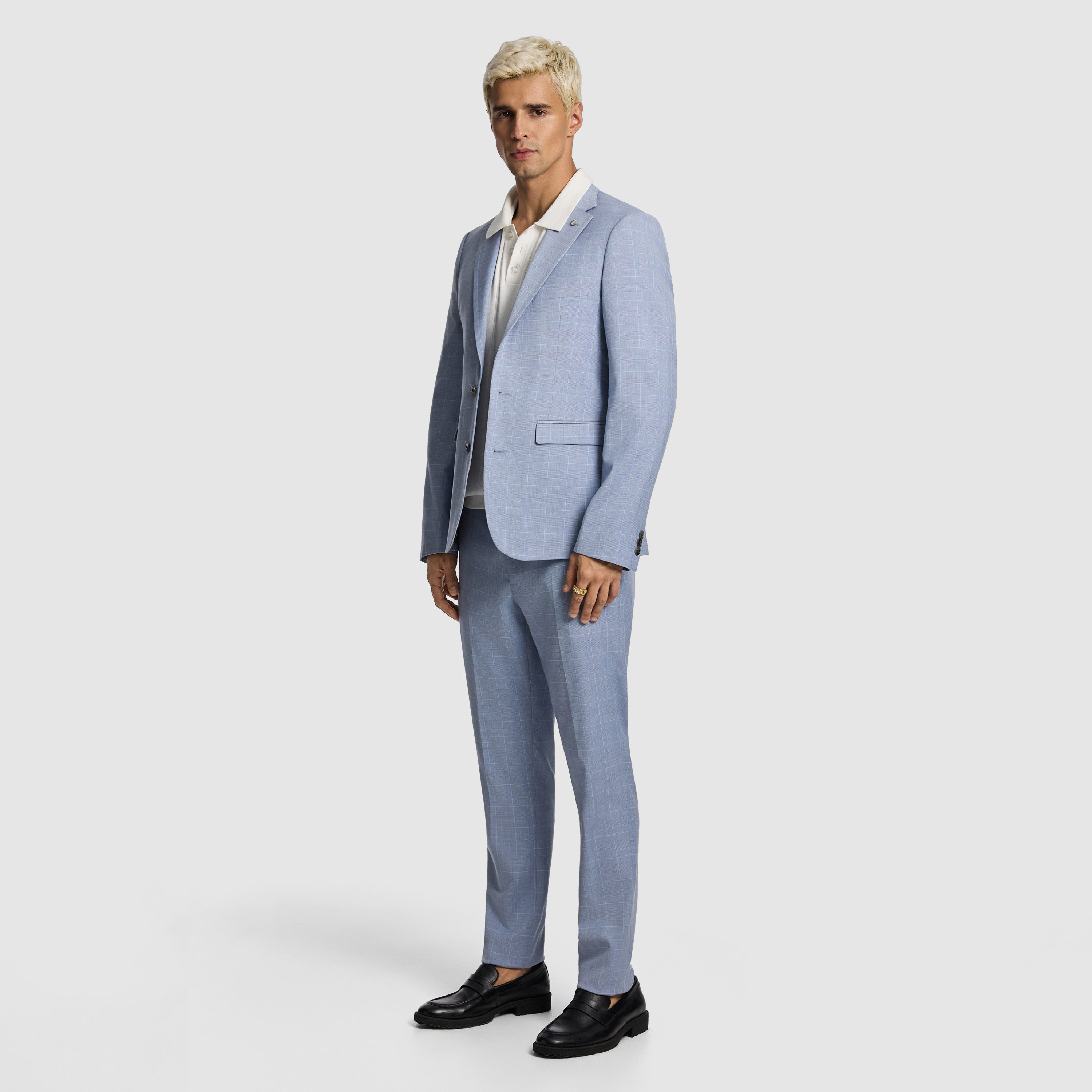 Light Blue Pembroke Slim Check Suit Jacket