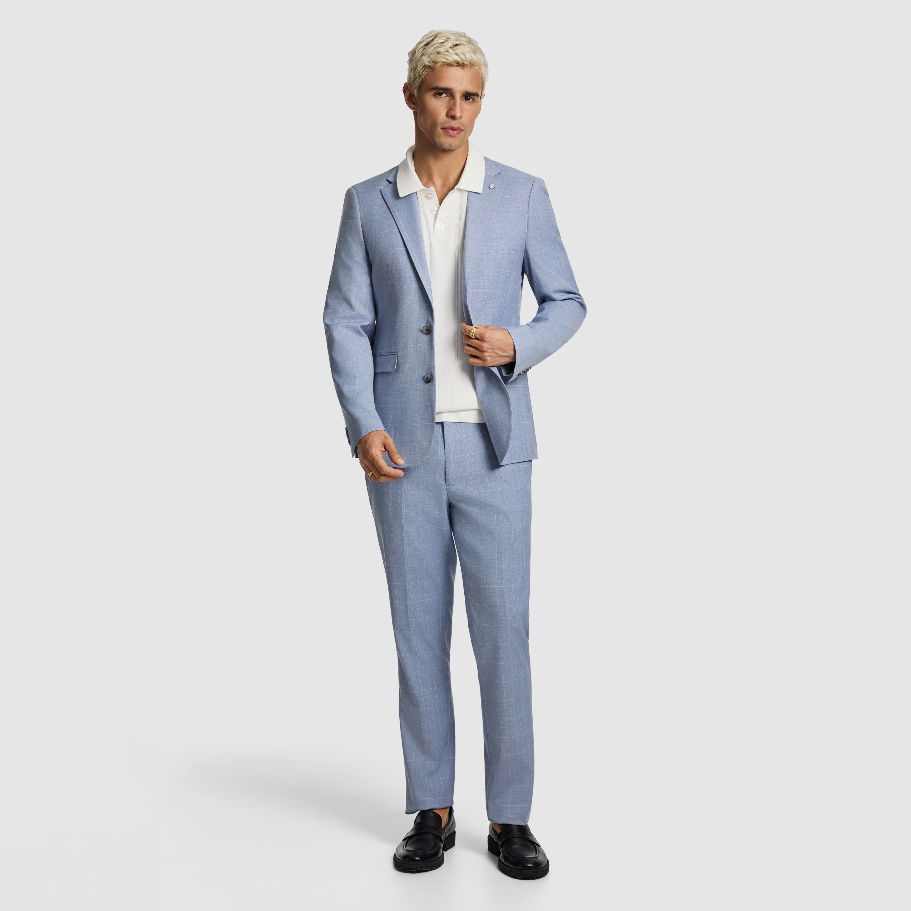 Light Blue Pembroke Slim Check Suit Jacket