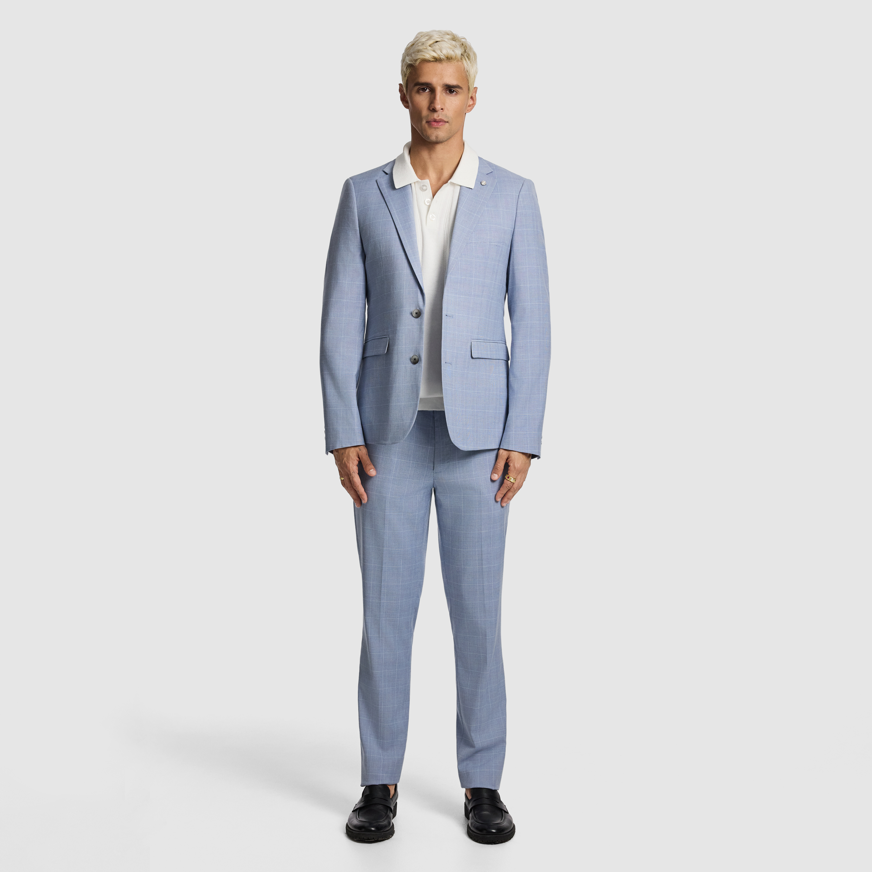 Light Blue Pembroke Slim Check Suit Jacket