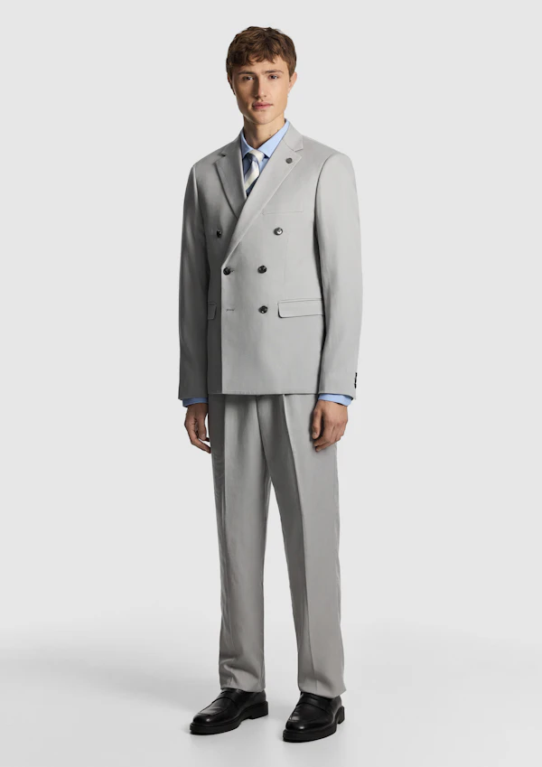 Stone Odin Relaxed Fit Double Breasted Suit Jacket