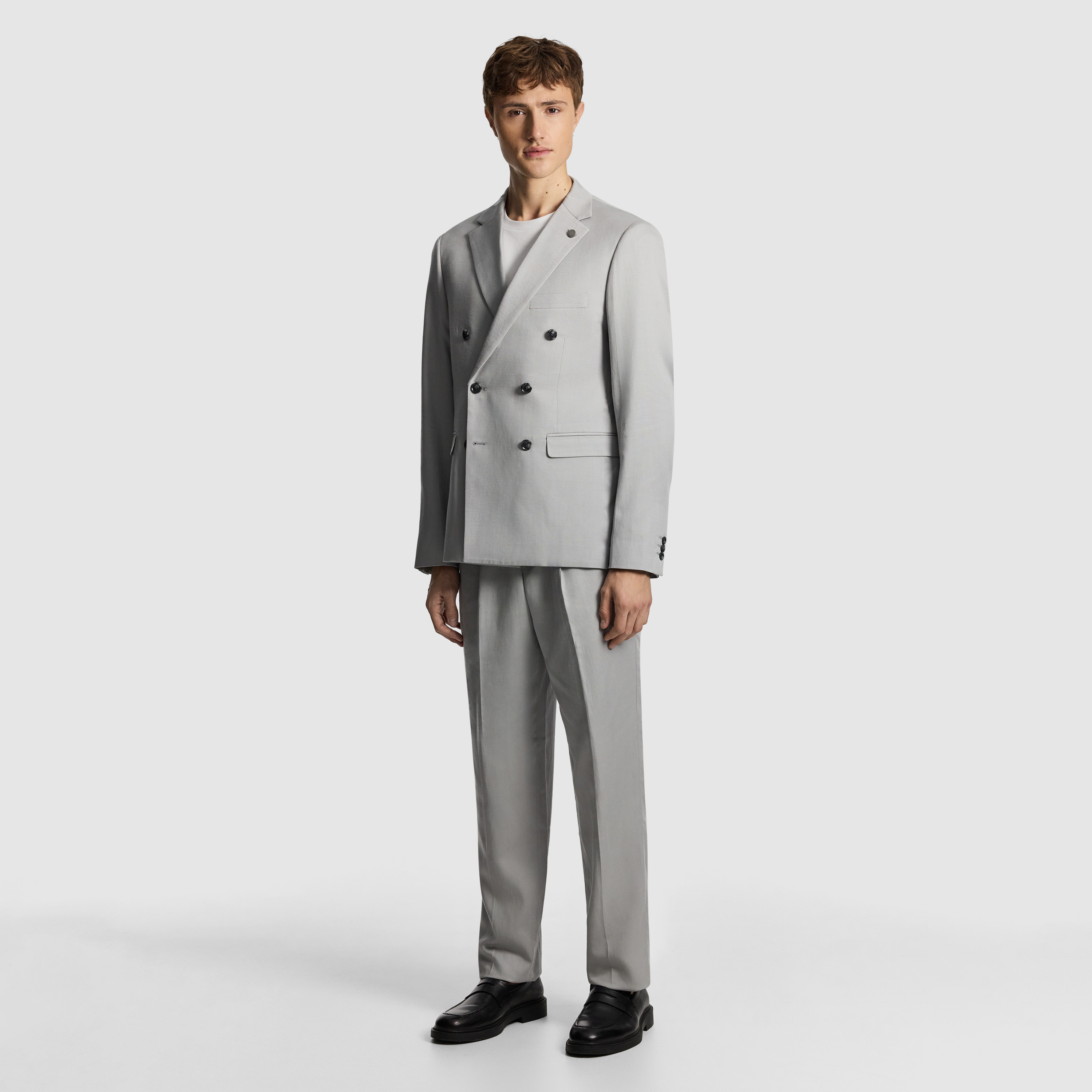 Stone Odin Relaxed Fit Double Breasted Suit Jacket