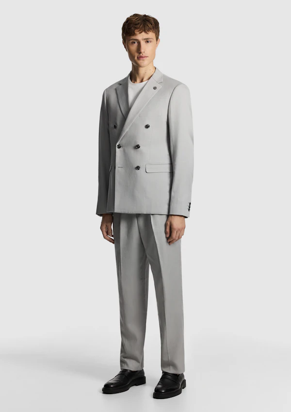 Stone Odin Relaxed Fit Double Breasted Suit Jacket