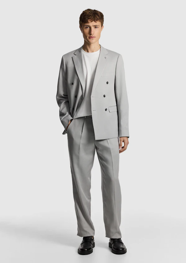 Stone Odin Relaxed Fit Double Breasted Suit Jacket