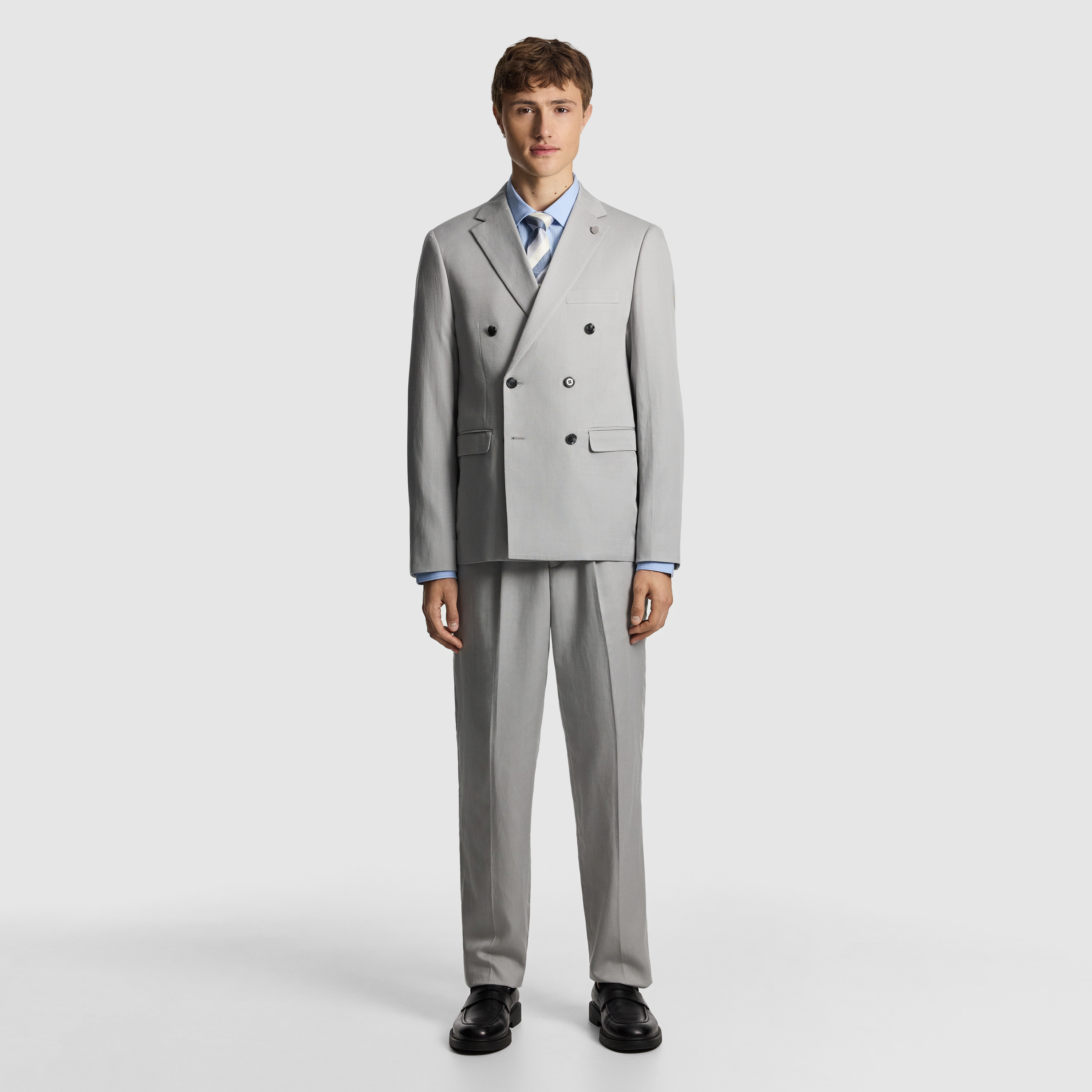 Stone Odin Relaxed Fit Double Breasted Suit Jacket