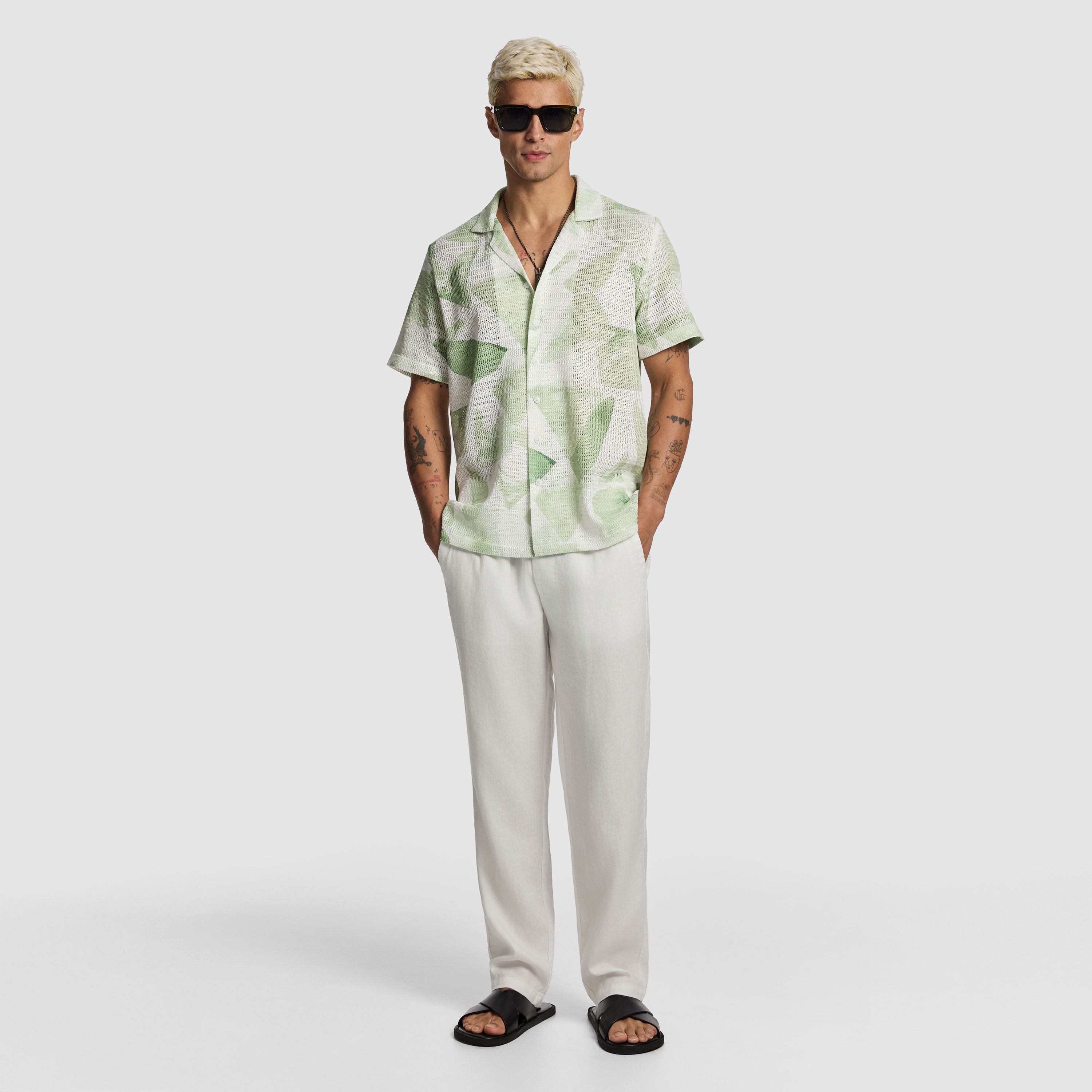 Sage Skip Printed Shirt
