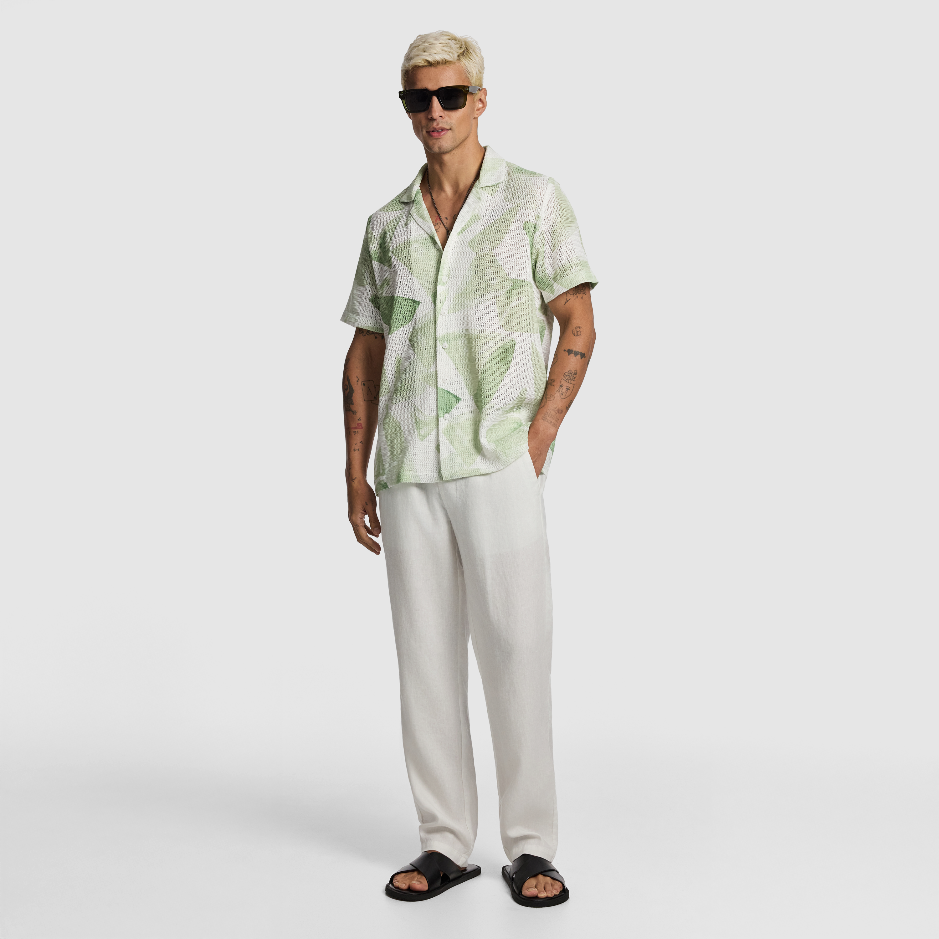 Sage Skip Printed Shirt