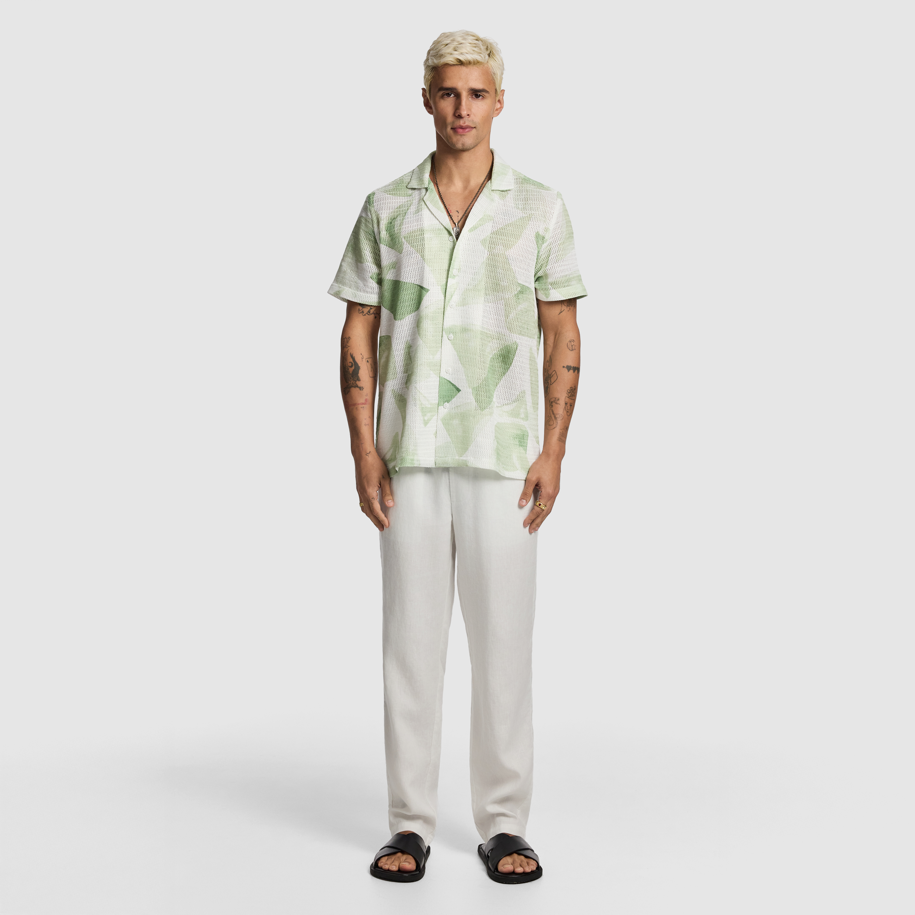 Sage Skip Printed Shirt
