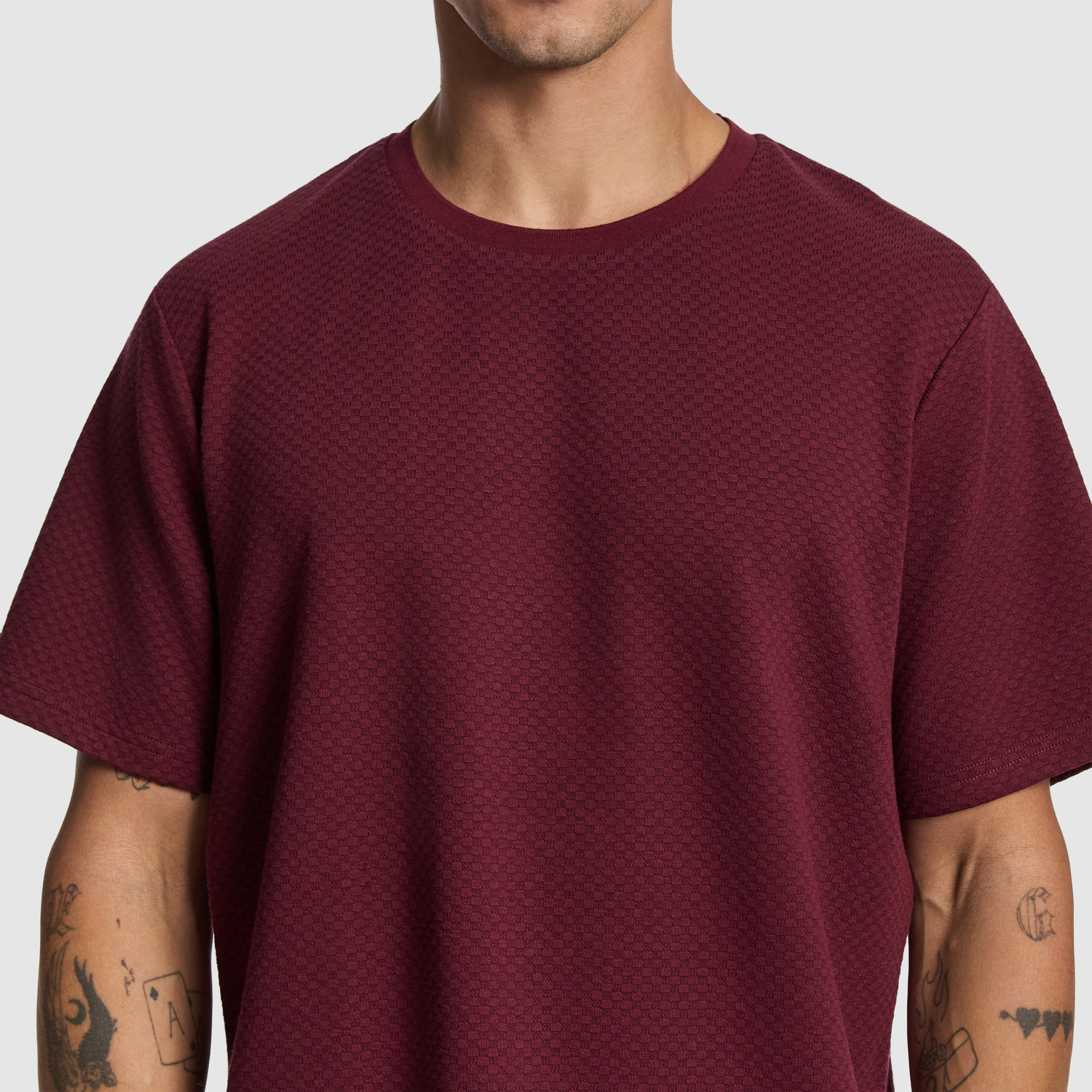 Burgundy Lynx Textured Tee