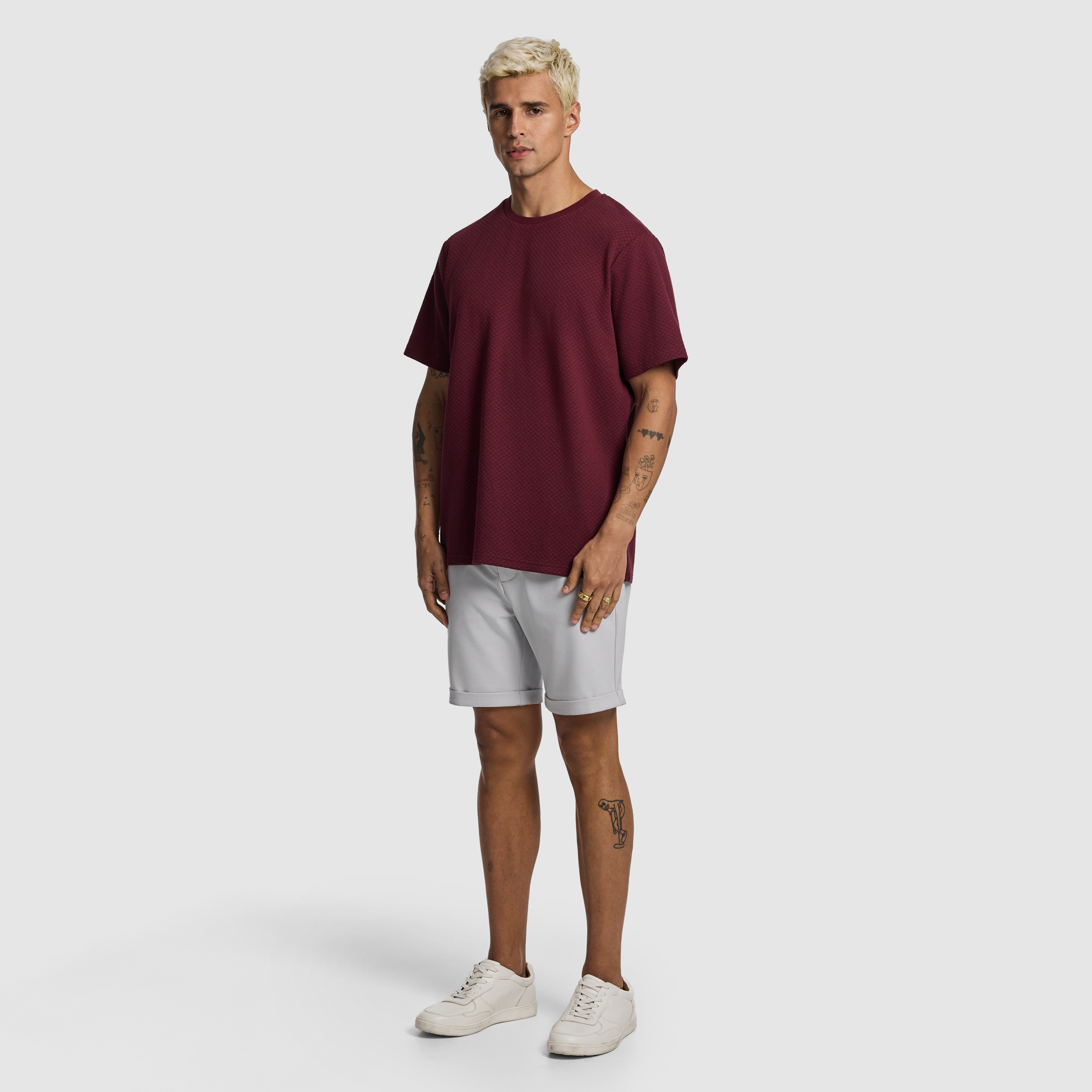 Burgundy Lynx Textured Tee