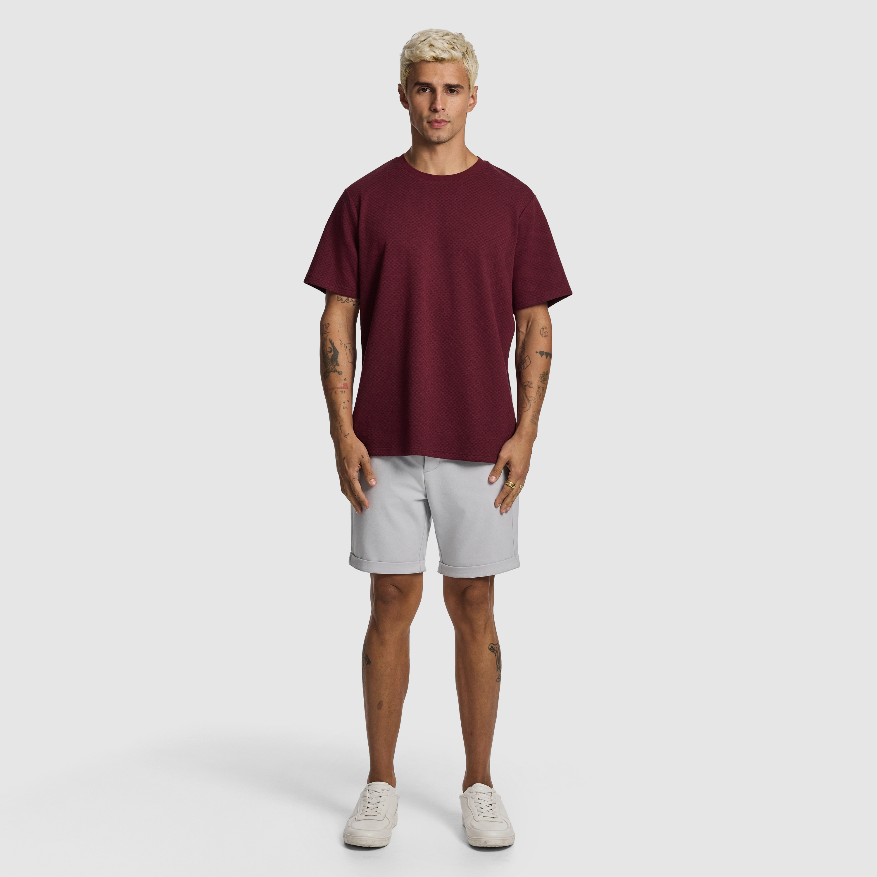 Burgundy Lynx Textured Tee