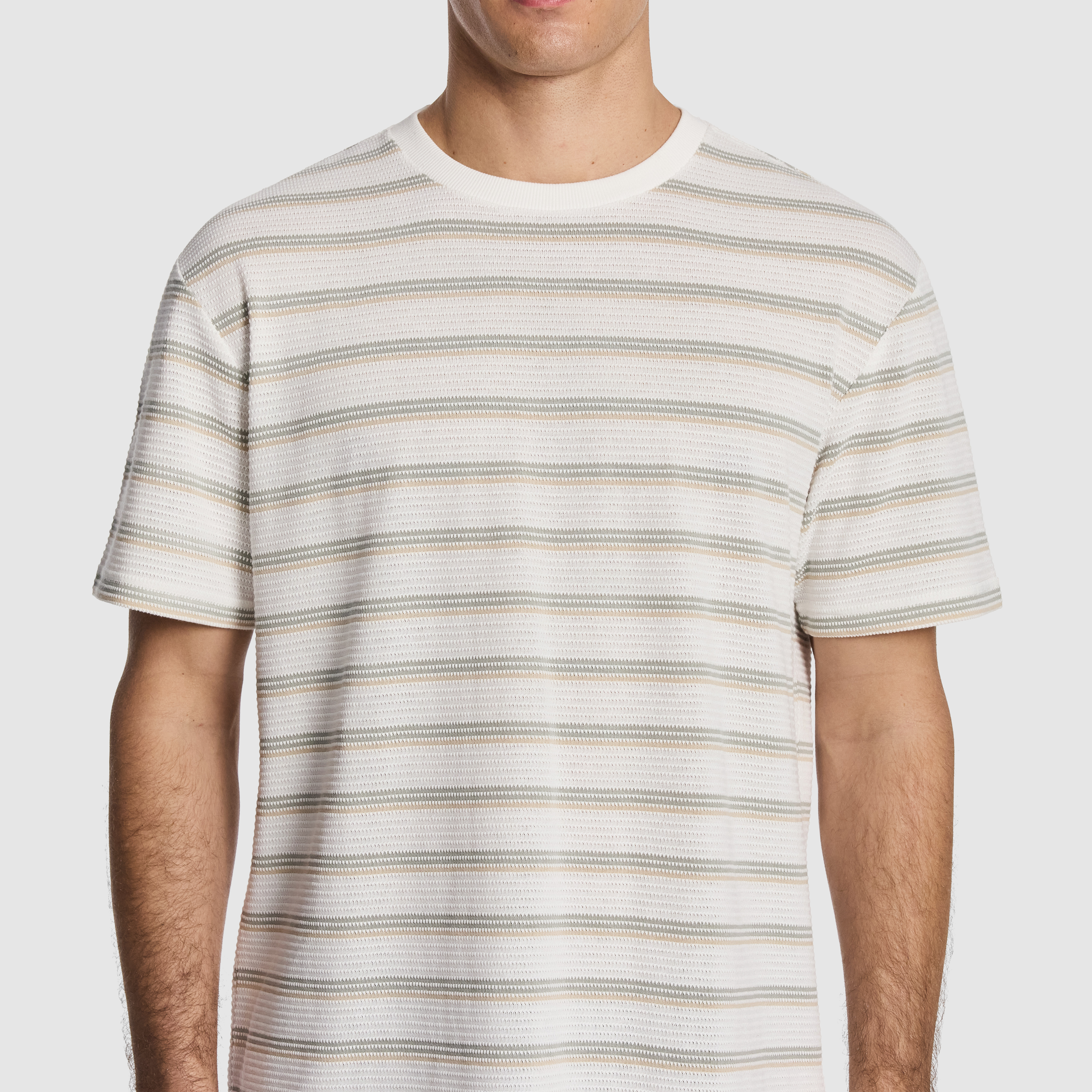 Sage Flinders Textured Stripe Tee