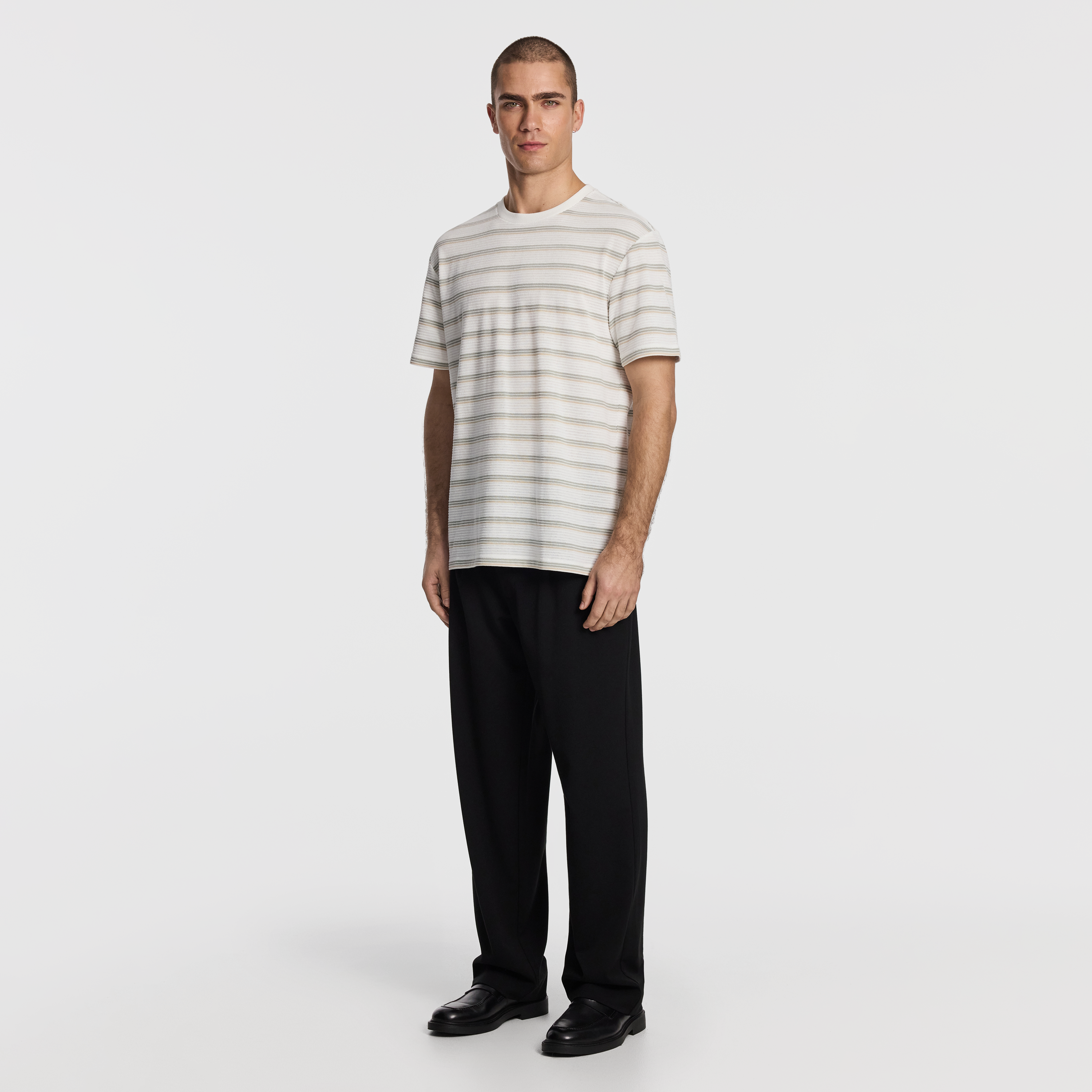 Sage Flinders Textured Stripe Tee