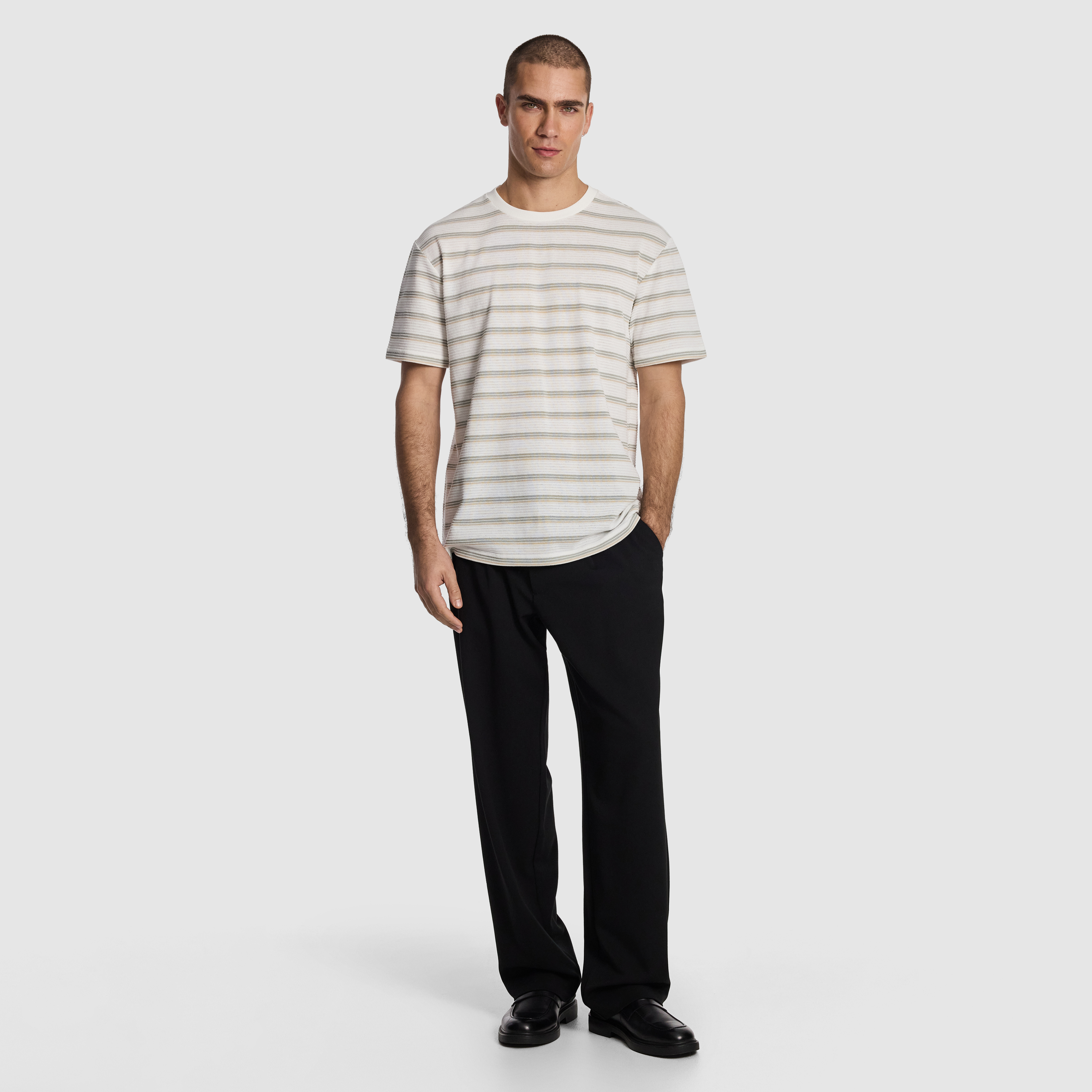 Sage Flinders Textured Stripe Tee