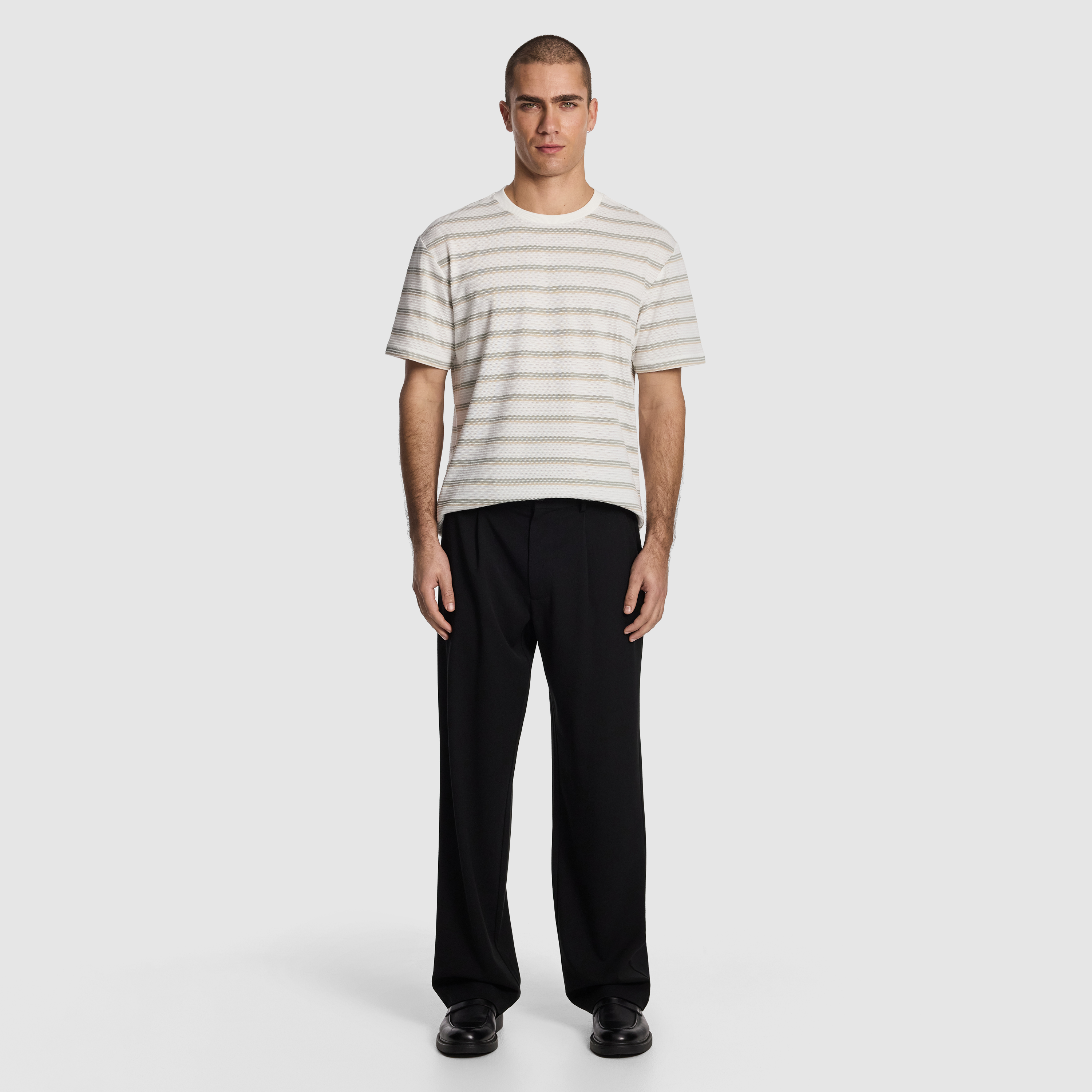 Sage Flinders Textured Stripe Tee
