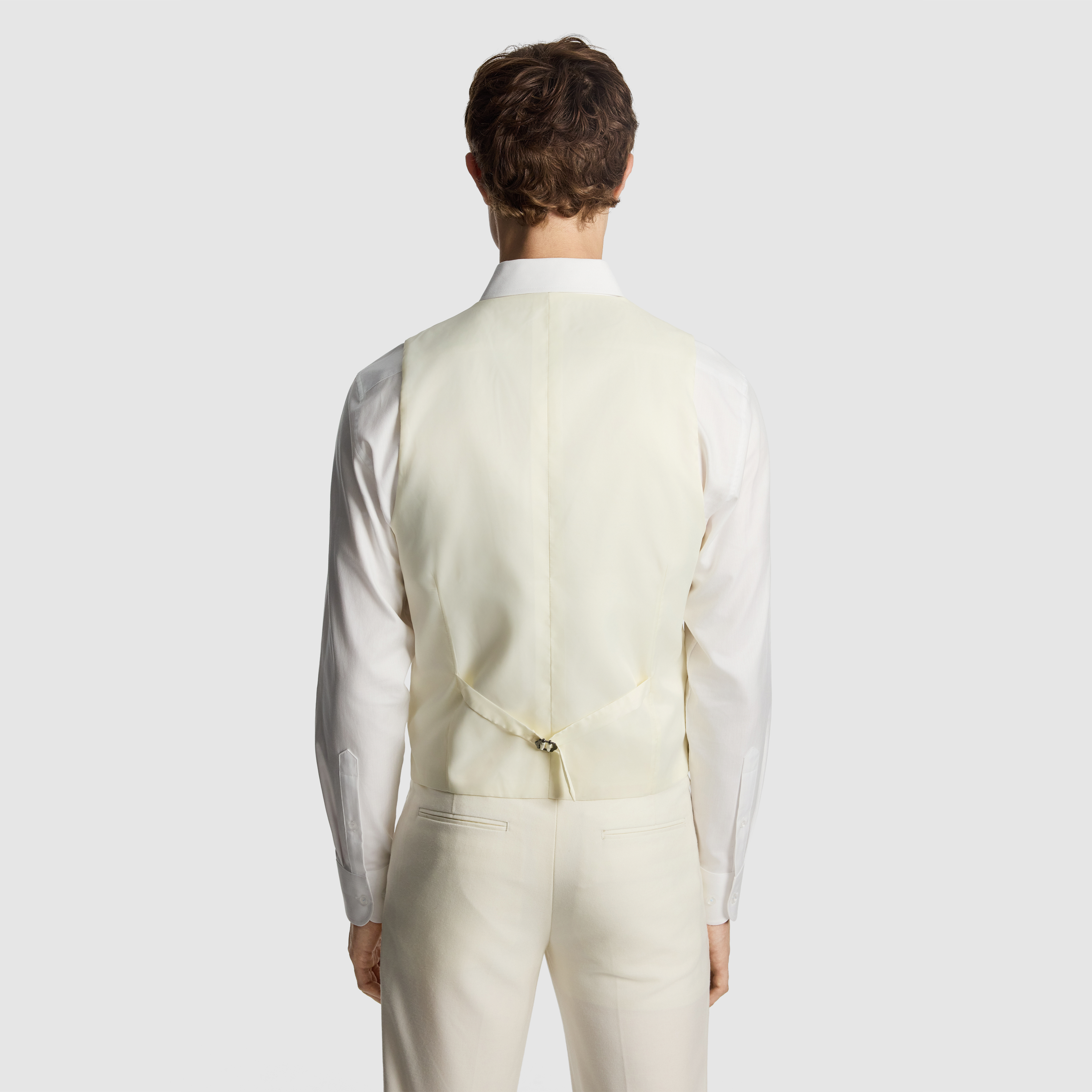 Off White Amalfi Wool Blend Double Breasted Waistcoat