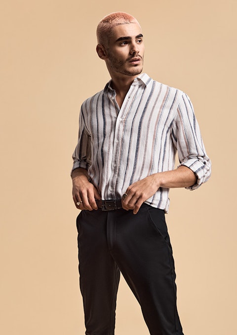 Multi Santi Stripe Linen Blend Shirt