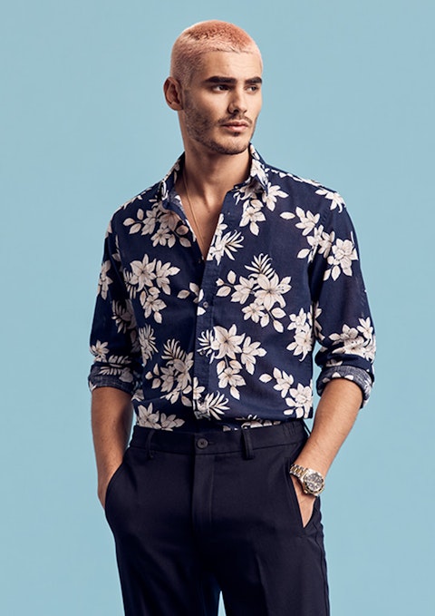 Navy Coops Floral Shirt