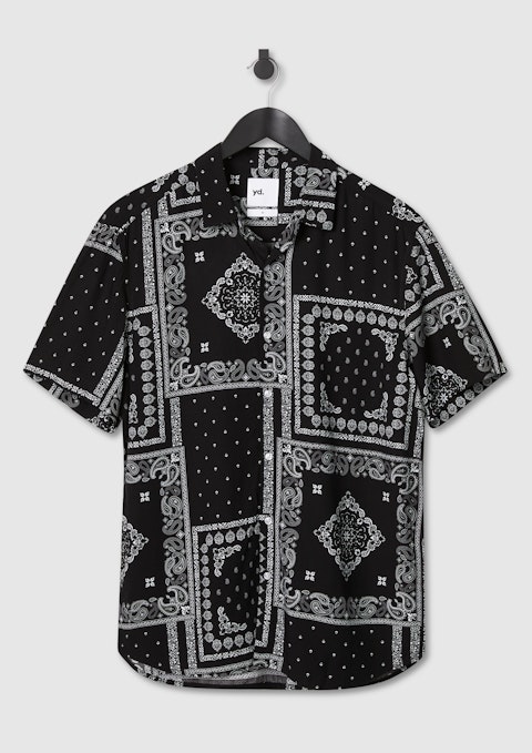 Black Bandana Viscose Print Shirt